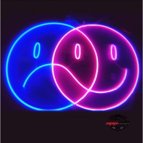 Üzgün Mutlu Emoji Dekoratif Neon Led Tablo, Neon Duvar Tabela